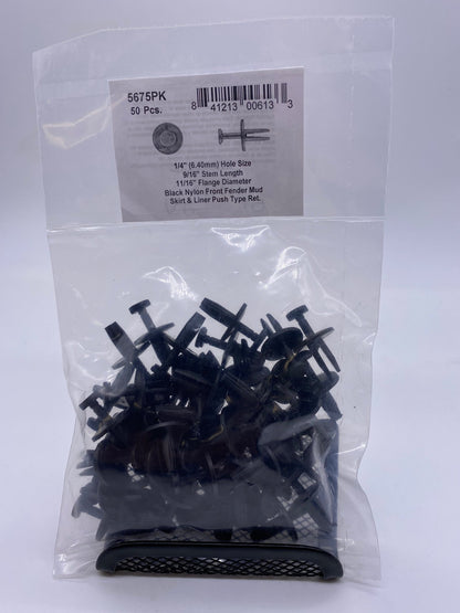 DISCO Automotive Hardware Chrysler OEM: 06504090 5675PK Black Nylon Mud Skirt Rivets 1/4" Hole Size 9/16" Stem Lgth 0 CLIPS RIVETS FREE SHIP PLASTIC SCREWS BULBS RETAINERS PUSH 5675PK Black Nylon Mud Skirt Rivets 1/4" Hole Size 9/16" Stem Lgth KING SERIES TRUCKS PARTS ACCESSORIES 6 DOOR PICKUPS 6 DOOR PICKUP 6 DOOR TRUCK 6 DOOR TRUCKS