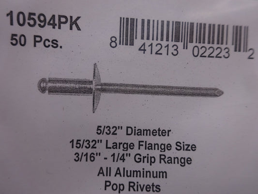 DISCO Automotive Hardware G.M. OEM: 9434229 10594PK All Alum Lg Flange Pop Rivets 5/32" Dia 3/16-1/4" Grip Range 0 CLIPS RIVETS FREE SHIP PLASTIC SCREWS BULBS RETAINERS PUSH 10594PK All Alum Lg Flange Pop Rivets 5/32" Dia 3/16-1/4" Grip Range KING SERIES TRUCKS PARTS ACCESSORIES 6 DOOR PICKUPS 6 DOOR PICKUP 6 DOOR TRUCK 6 DOOR TRUCKS