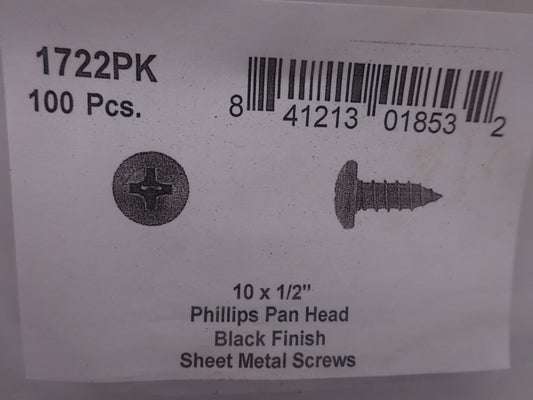 DISCO Automotive Hardware OEM: 1722PK Black Sheet Metal Screws 10 x 1/2" Phillips Pan Head 00 CLIPS RIVETS FREE SHIP PLASTIC SCREWS BULBS RETAINERS PUSH 1722PK Black Sheet Metal Screws 10 x 1/2" Phillips Pan Head KING SERIES TRUCKS PARTS ACCESSORIES 6 DOOR PICKUPS 6 DOOR PICKUP 6 DOOR TRUCK 6 DOOR TRUCKS