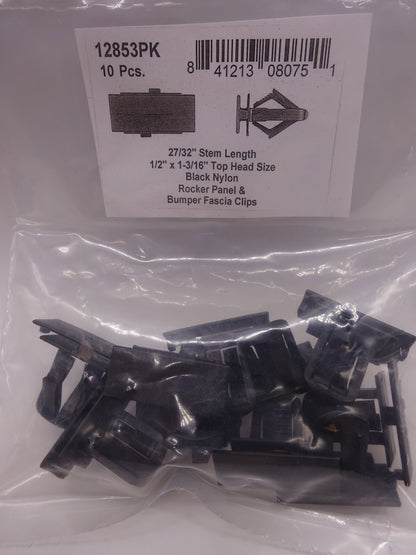 DISCO Automotive Hardware Chrysler OEM: 55156429-AA 12853PK Black Nylon Fascia Clips 27/32 Stem 1/2 x 1 3/16 Top Hd 0 CLIPS RIVETS FREE SHIP PLASTIC SCREWS BULBS RETAINERS PUSH 12853PK Black Nylon Fascia Clips 27/32 Stem 1/2 x 1 3/16 Top Hd KING SERIES TRUCKS PARTS ACCESSORIES 6 DOOR PICKUPS 6 DOOR PICKUP 6 DOOR TRUCK 6 DOOR TRUCKS