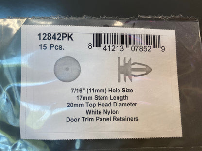 DISCO Automotive Hardware G.M. OEM: 15076791 12842PK White Nylon Trim Panel Ret 11mm Hole Size 17mm Stem Lgth 5 CLIPS RIVETS FREE SHIP PLASTIC SCREWS BULBS RETAINERS PUSH 12842PK White Nylon Trim Panel Ret 11mm Hole Size 17mm Stem Lgth KING SERIES TRUCKS PARTS ACCESSORIES 6 DOOR PICKUPS 6 DOOR PICKUP 6 DOOR TRUCK 6 DOOR TRUCKS